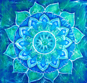 Abstract Blue Painted Picture With Circle Pattern, Mandala Of Vi